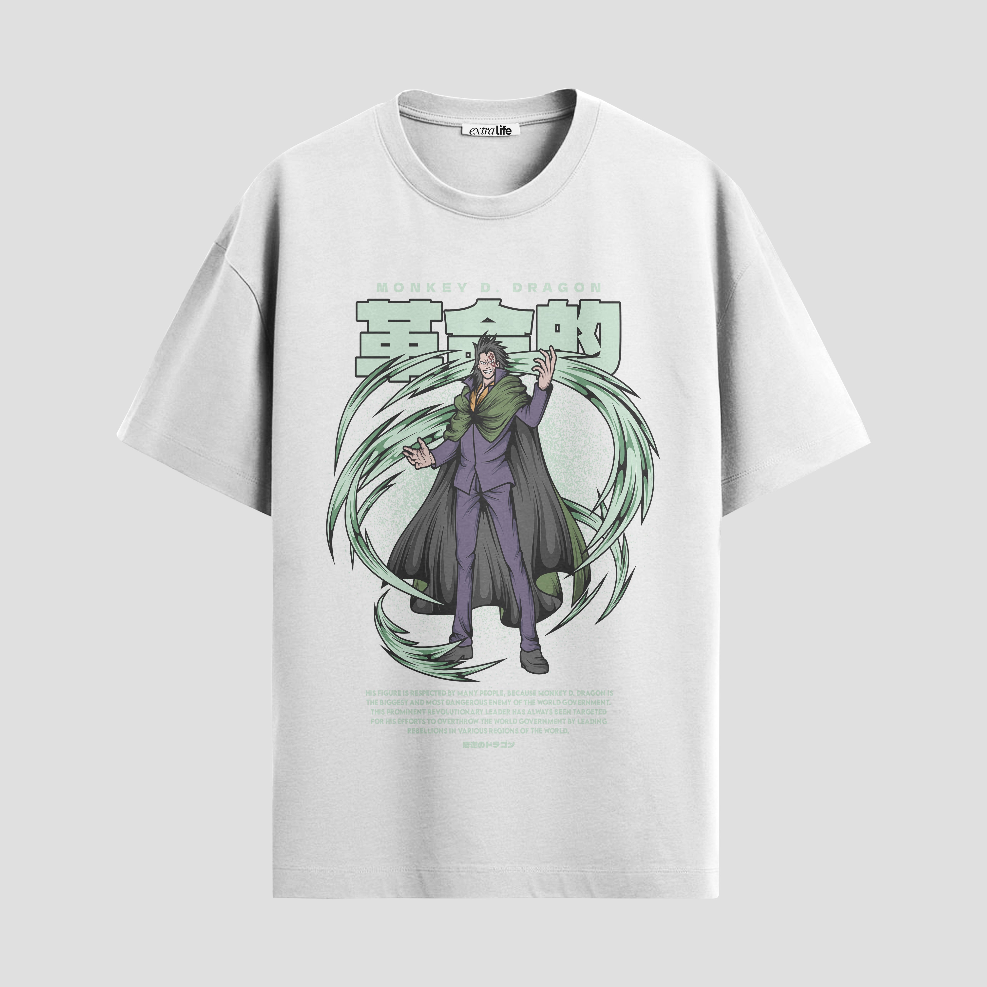 Playera urbana de anime y gaming ExtraLife MX, corte Standard Fit unisex ligero y transpirable en color Deep Black y Pure White, ropa de uso diario para gym y casual.