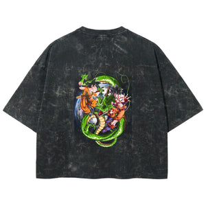 Playera streetwear premium de anime y gaming ExtraLife MX, corte boxy deluxe mineral wash heavyweight en color Acid Wash, moda urbana mexicana de culto.