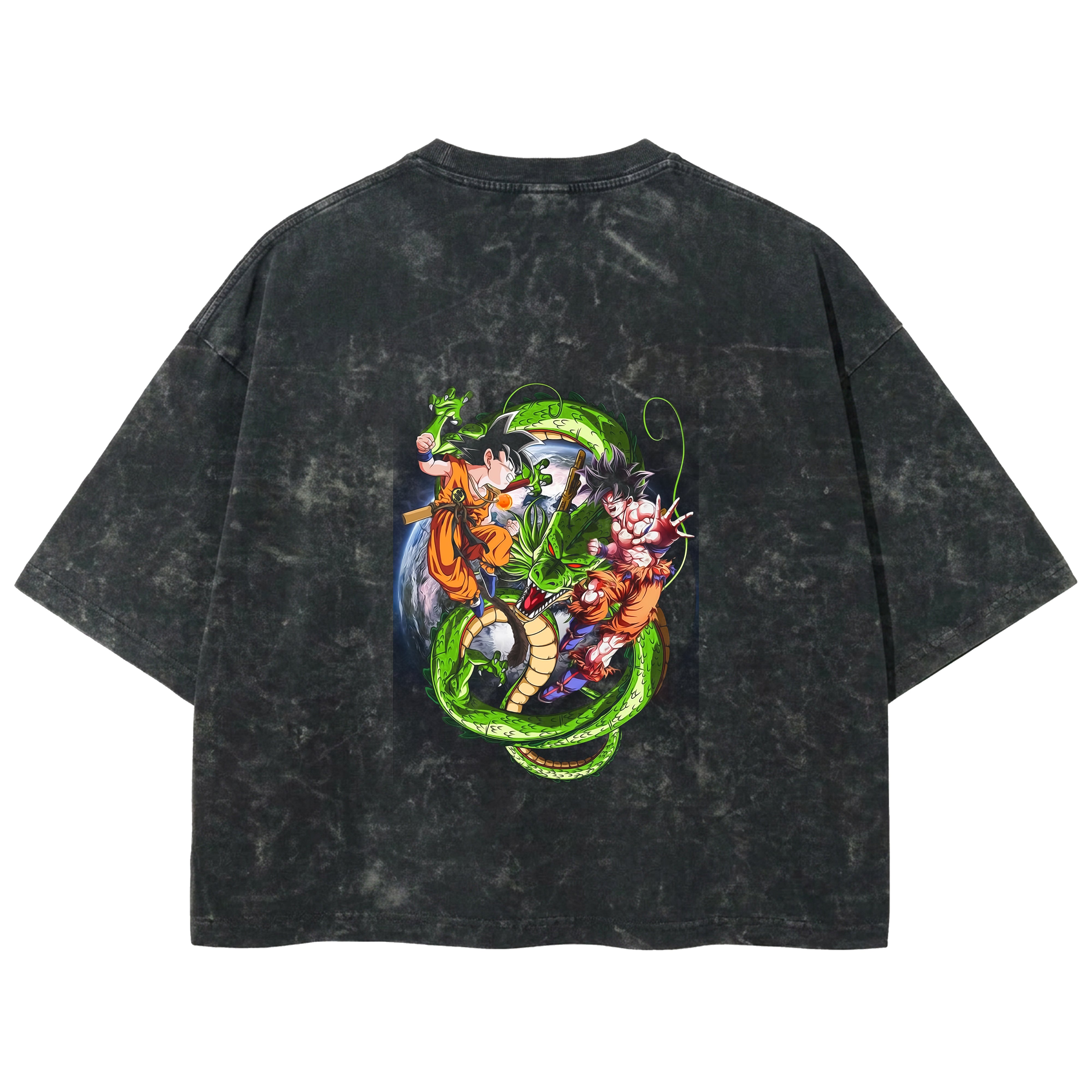 Playera streetwear premium de anime y gaming ExtraLife MX, corte boxy deluxe mineral wash heavyweight en color Acid Wash, moda urbana mexicana de culto.