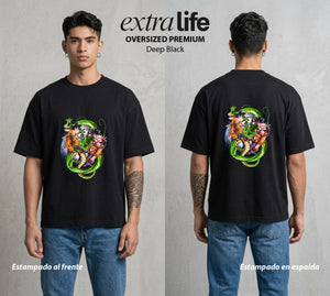 El Poder de las Esferas | El Dragón Ancestral #01357 - Playera Oversized Premium | Deep Black - Foto en modelo