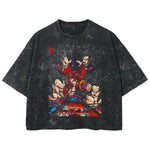 Playera streetwear premium de anime y gaming ExtraLife MX, corte boxy deluxe mineral wash heavyweight en color Acid Wash, moda urbana mexicana de culto.