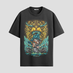 Playera urbana de anime y gaming ExtraLife MX, corte Standard Fit unisex ligero y transpirable en color Deep Black y Pure White, ropa de uso diario para gym y casual.