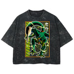 Playera streetwear premium de anime y gaming ExtraLife MX, corte boxy deluxe mineral wash heavyweight en color Acid Wash, moda urbana mexicana de culto.
