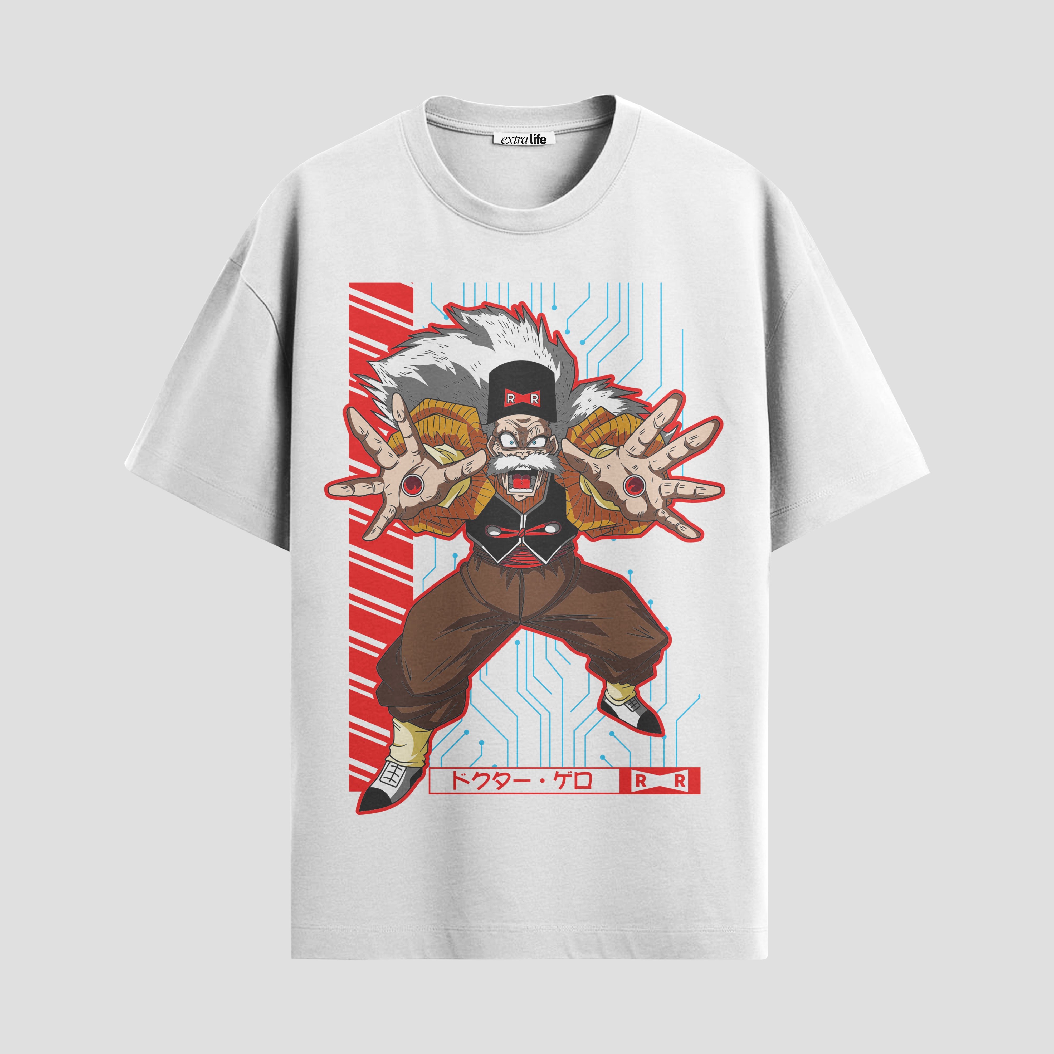 Playera urbana de anime y gaming ExtraLife MX, corte Standard Fit unisex ligero y transpirable en color Deep Black y Pure White, ropa de uso diario para gym y casual.
