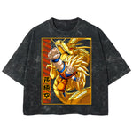 Playera streetwear premium de anime y gaming ExtraLife MX, corte boxy deluxe mineral wash heavyweight en color Acid Wash, moda urbana mexicana de culto.