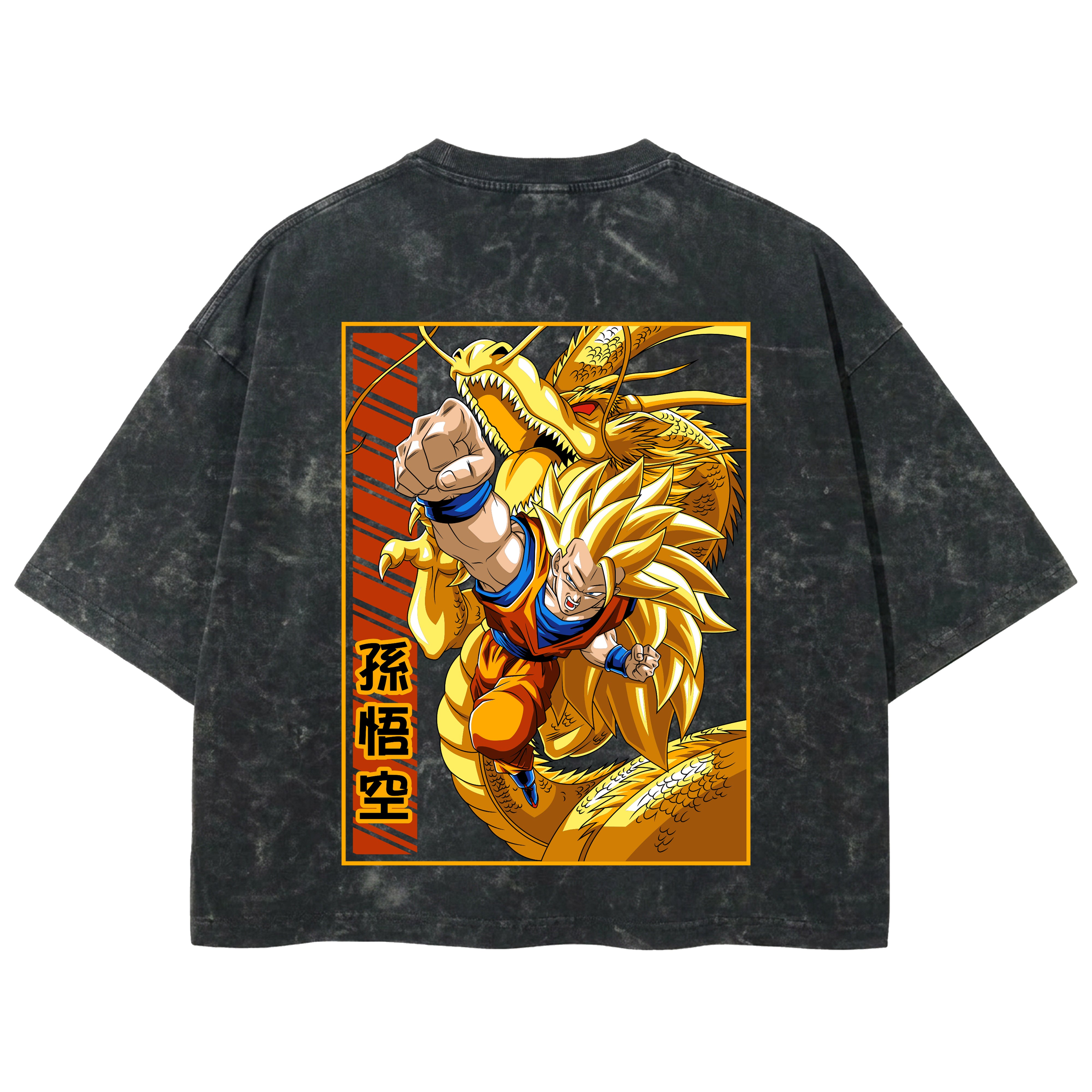 Playera streetwear premium de anime y gaming ExtraLife MX, corte boxy deluxe mineral wash heavyweight en color Acid Wash, moda urbana mexicana de culto.