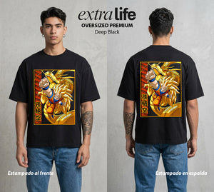 El Poder de las Esferas | Guerrero de las Estrellas #01366 - Playera Oversized Premium | Deep Black - Foto en modelo
