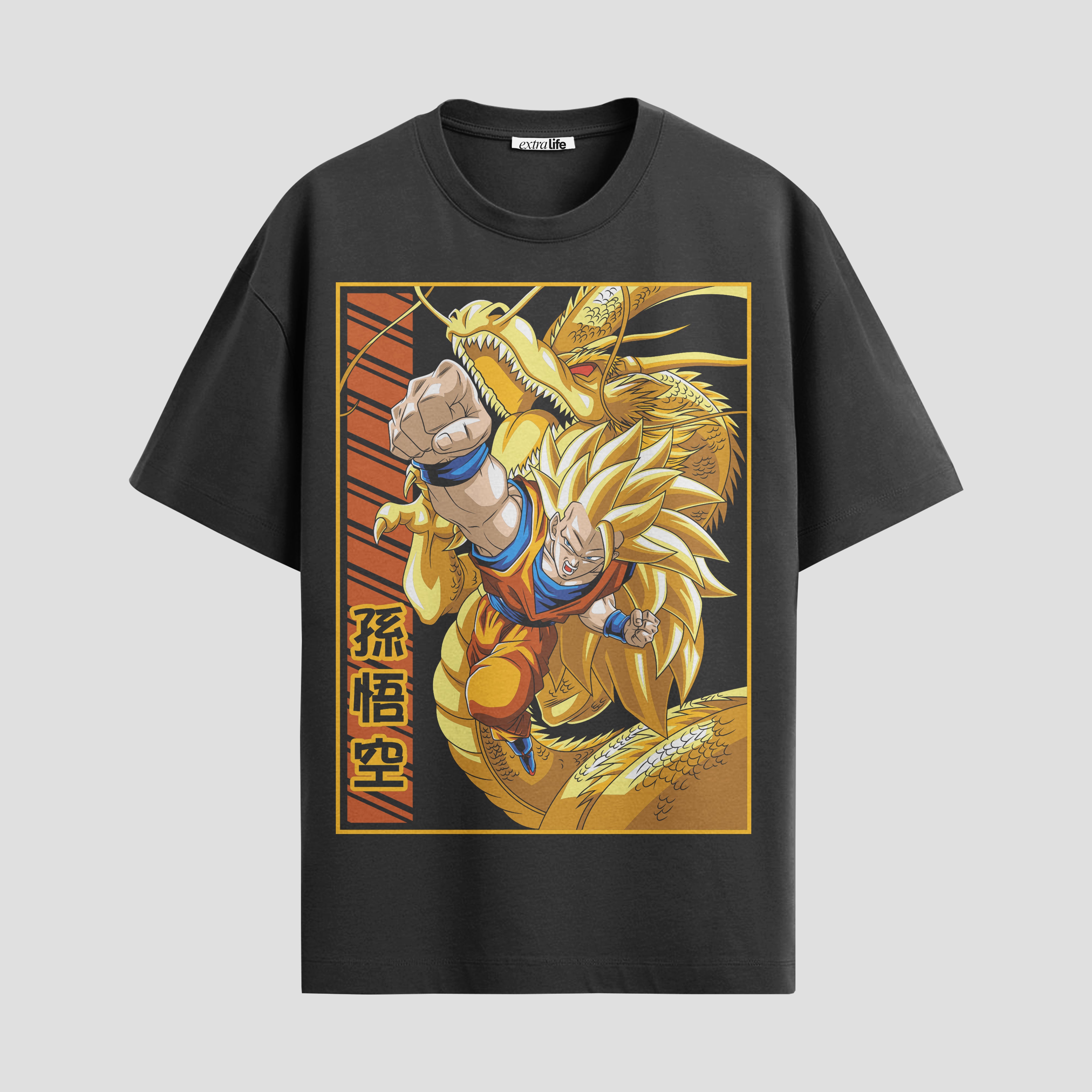 Playera urbana de anime y gaming ExtraLife MX, corte Standard Fit unisex ligero y transpirable en color Deep Black y Pure White, ropa de uso diario para gym y casual.