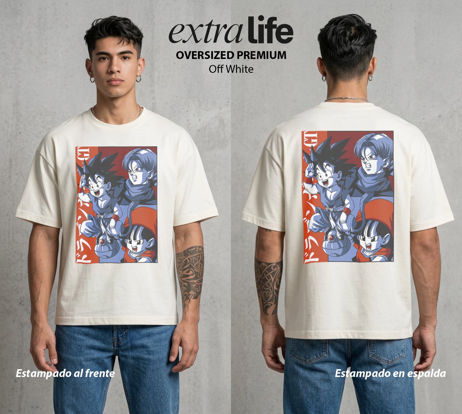 El Poder de las Esferas | La Criatura del Poder #01368 - Playera Oversized Premium | Off White - Foto en modelo