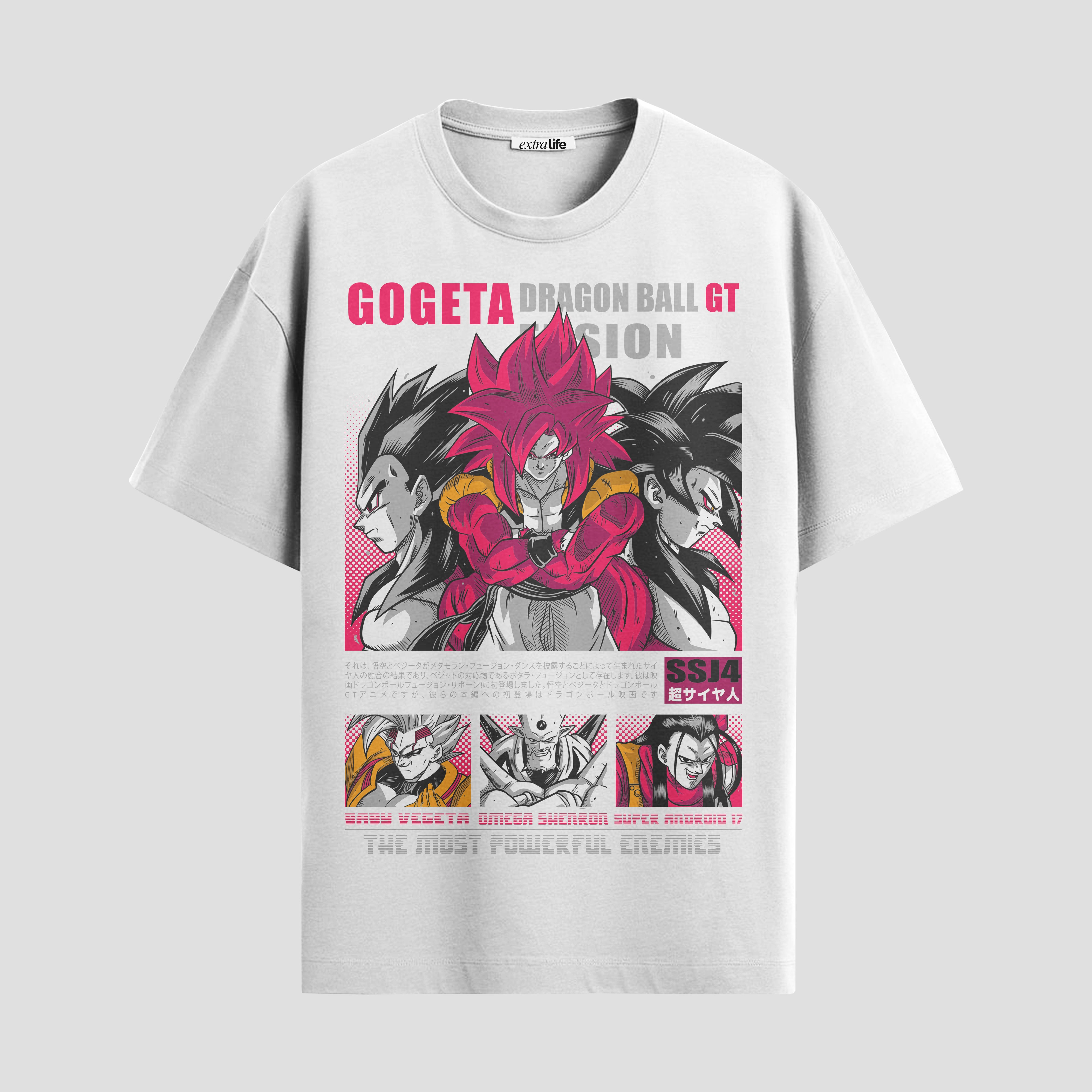 Playera urbana de anime y gaming ExtraLife MX, corte Standard Fit unisex ligero y transpirable en color Deep Black y Pure White, ropa de uso diario para gym y casual.