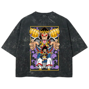 Playera streetwear premium de anime y gaming ExtraLife MX, corte boxy deluxe mineral wash heavyweight en color Acid Wash, moda urbana mexicana de culto.