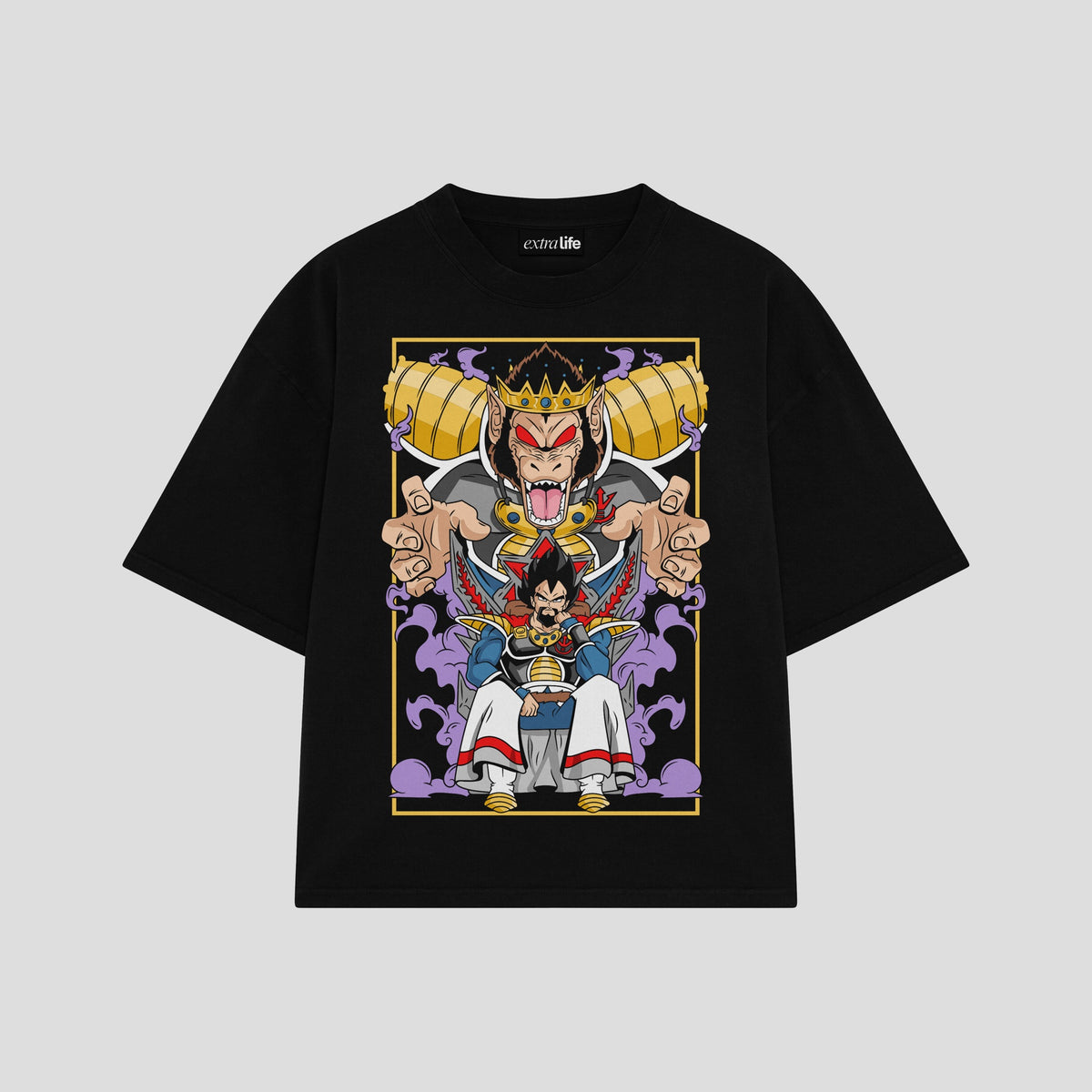 Playera streetwear premium de anime y gaming ExtraLife MX, corte oversized drop shoulder ligero y fresco en color Deep Black y Off-White, moda urbana mexicana de culto.