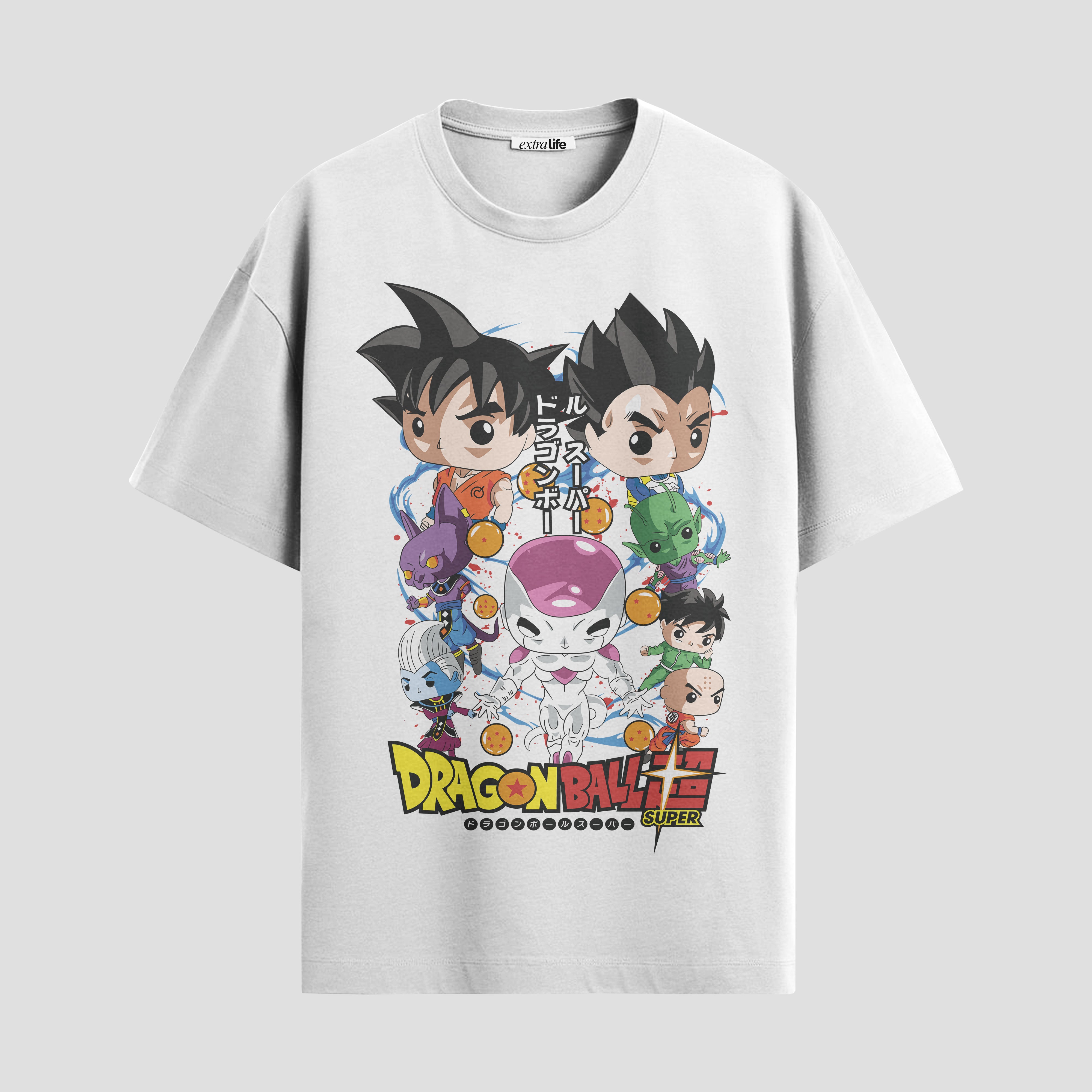 Playera urbana de anime y gaming ExtraLife MX, corte Standard Fit unisex ligero y transpirable en color Deep Black y Pure White, ropa de uso diario para gym y casual.