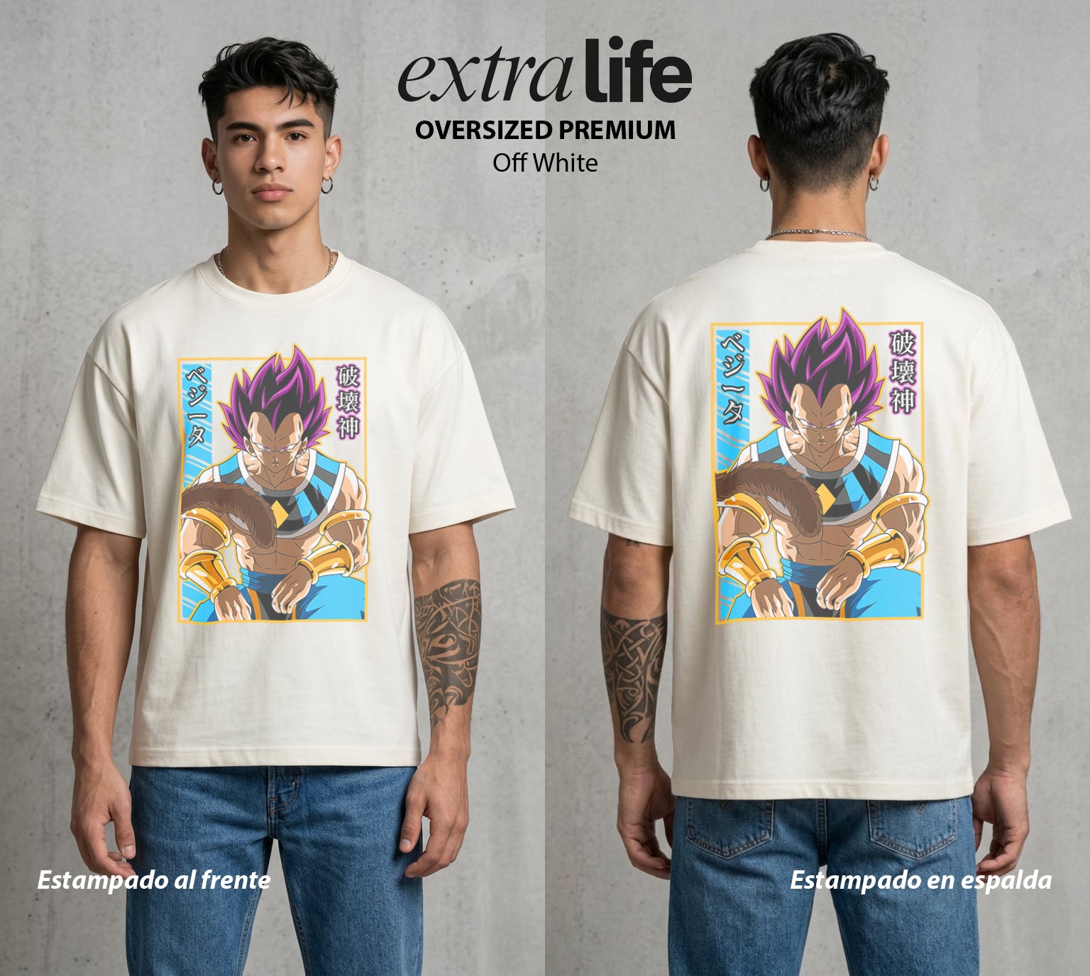El Poder de las Esferas | El Principe Caido #01373 - Playera Oversized Premium | Off White - Foto en modelo