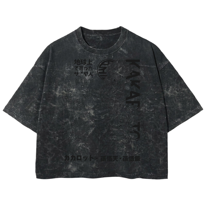 Playera streetwear premium de anime y gaming ExtraLife MX, corte boxy deluxe mineral wash heavyweight en color Acid Wash, moda urbana mexicana de culto.
