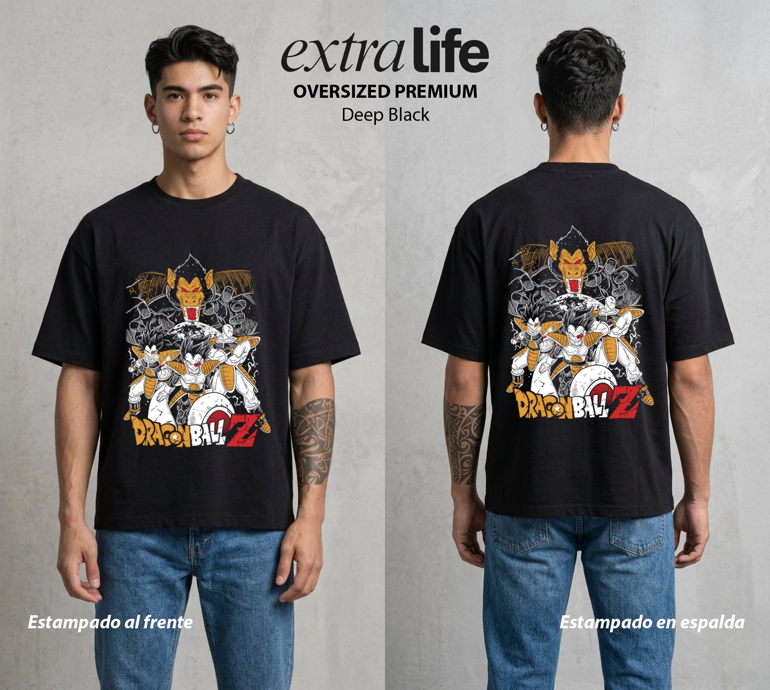 El Poder de las Esferas | El Principe Caido #01377 - Playera Oversized Premium | Deep Black - Foto en modelo