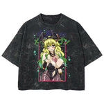 Playera streetwear premium de anime y gaming ExtraLife MX, corte boxy deluxe mineral wash heavyweight en color Acid Wash, moda urbana mexicana de culto.