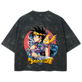 Playera streetwear premium de anime y gaming ExtraLife MX, corte boxy deluxe mineral wash heavyweight en color Acid Wash, moda urbana mexicana de culto.