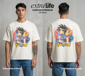La Busqueda del Heroe | El Dragón Ancestral #01381 - Playera Oversized Premium | Off White - Foto en modelo