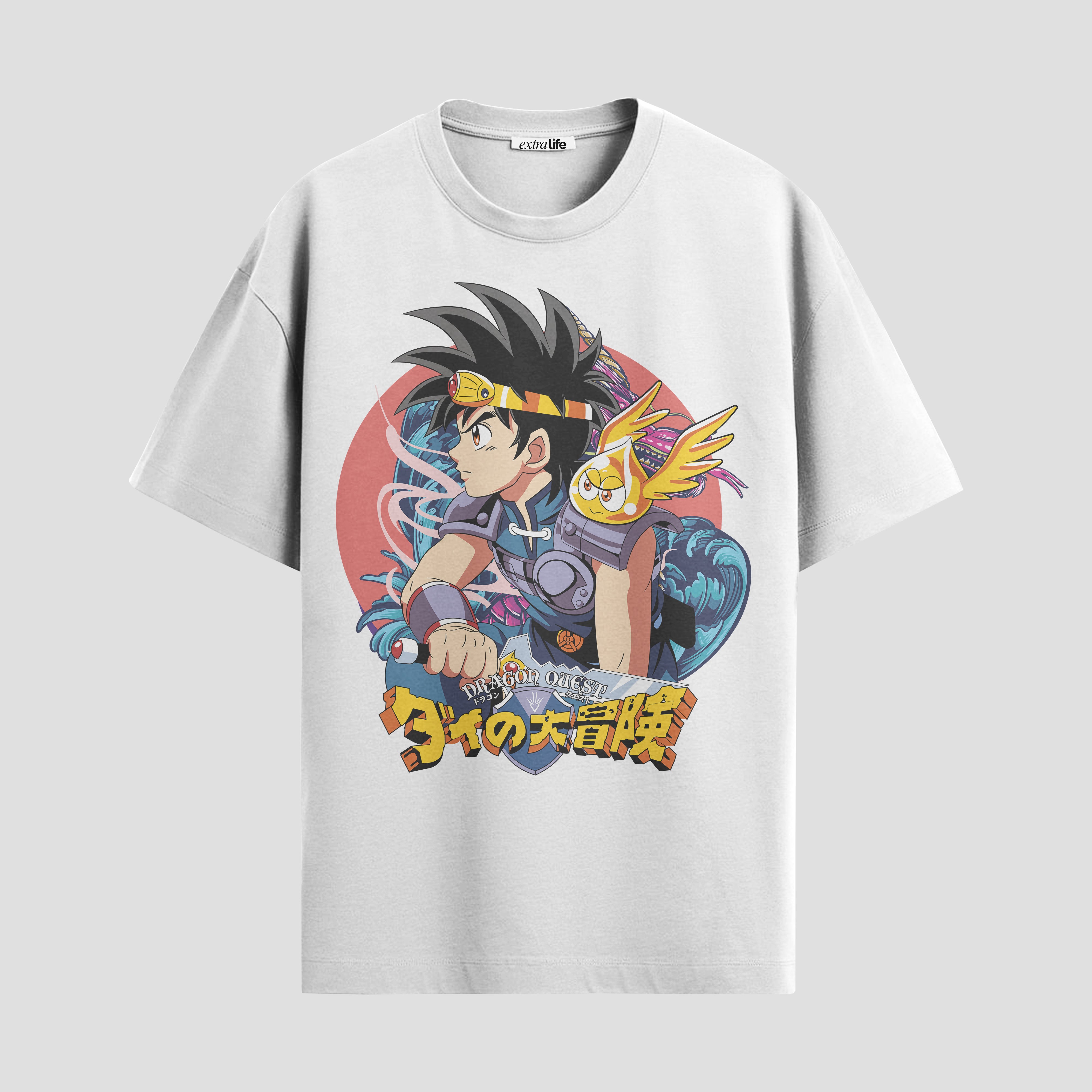 Playera urbana de anime y gaming ExtraLife MX, corte Standard Fit unisex ligero y transpirable en color Deep Black y Pure White, ropa de uso diario para gym y casual.