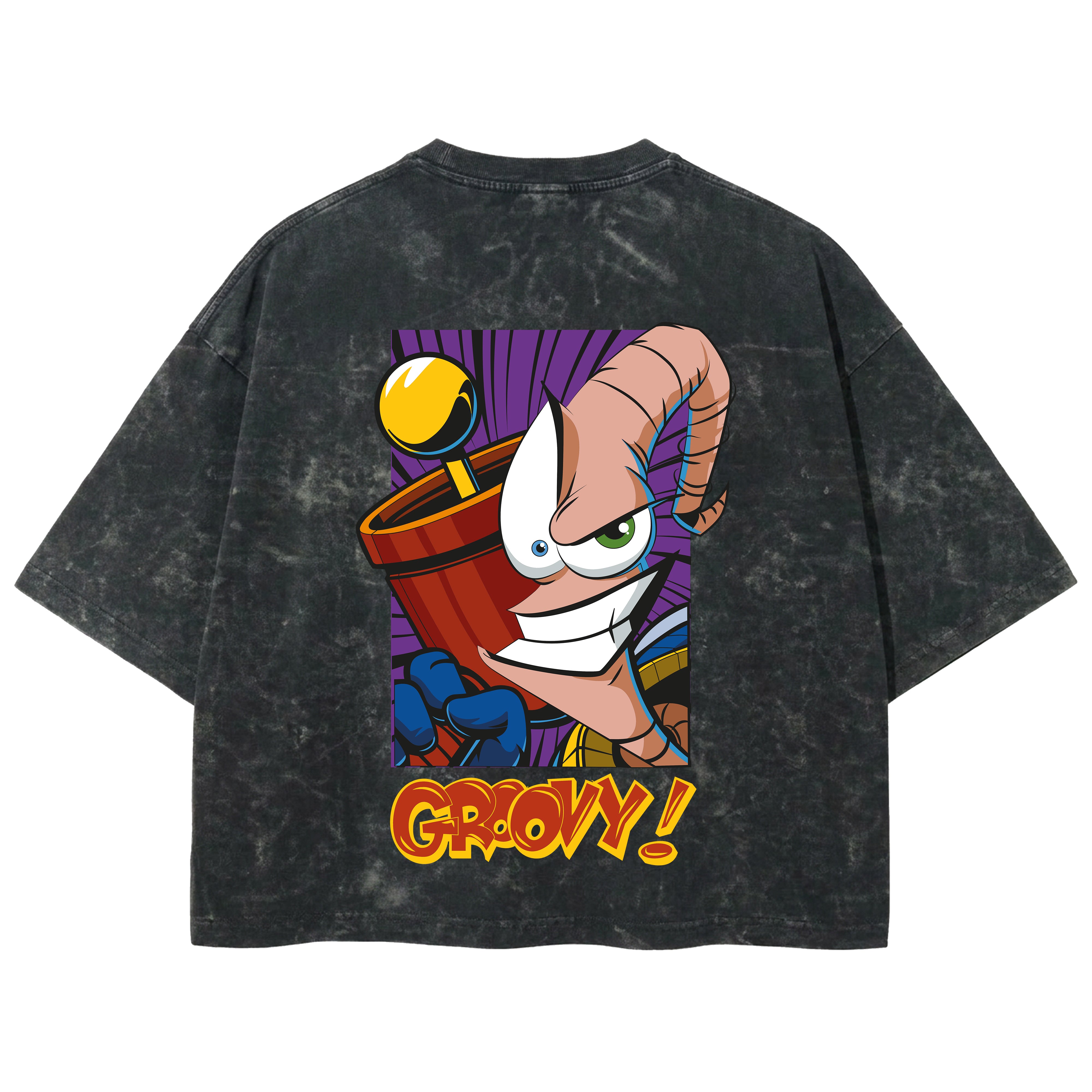 Playera streetwear premium de anime y gaming ExtraLife MX, corte boxy deluxe mineral wash heavyweight en color Acid Wash, moda urbana mexicana de culto.