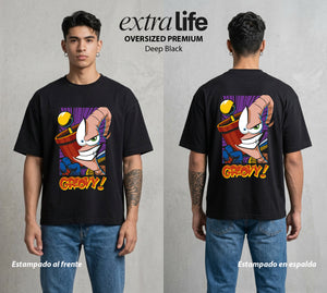 El Gusano Galactico | El Vermis del Poder #01383 - Playera Oversized Premium | Deep Black - Foto en modelo