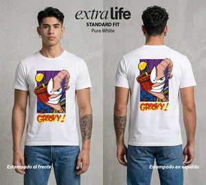 El Gusano Galactico | El Vermis del Poder #01383 - Playera Standard Fit | Pure White - Foto en modelo