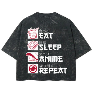 Playera streetwear premium de anime y gaming ExtraLife MX, corte boxy deluxe mineral wash heavyweight en color Acid Wash, moda urbana mexicana de culto.