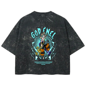 Playera streetwear premium de anime y gaming ExtraLife MX, corte boxy deluxe mineral wash heavyweight en color Acid Wash, moda urbana mexicana de culto.
