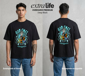 Mar de los Piratas | El Dios del Trueno #01386 - Playera Oversized Premium | Deep Black - Foto en modelo