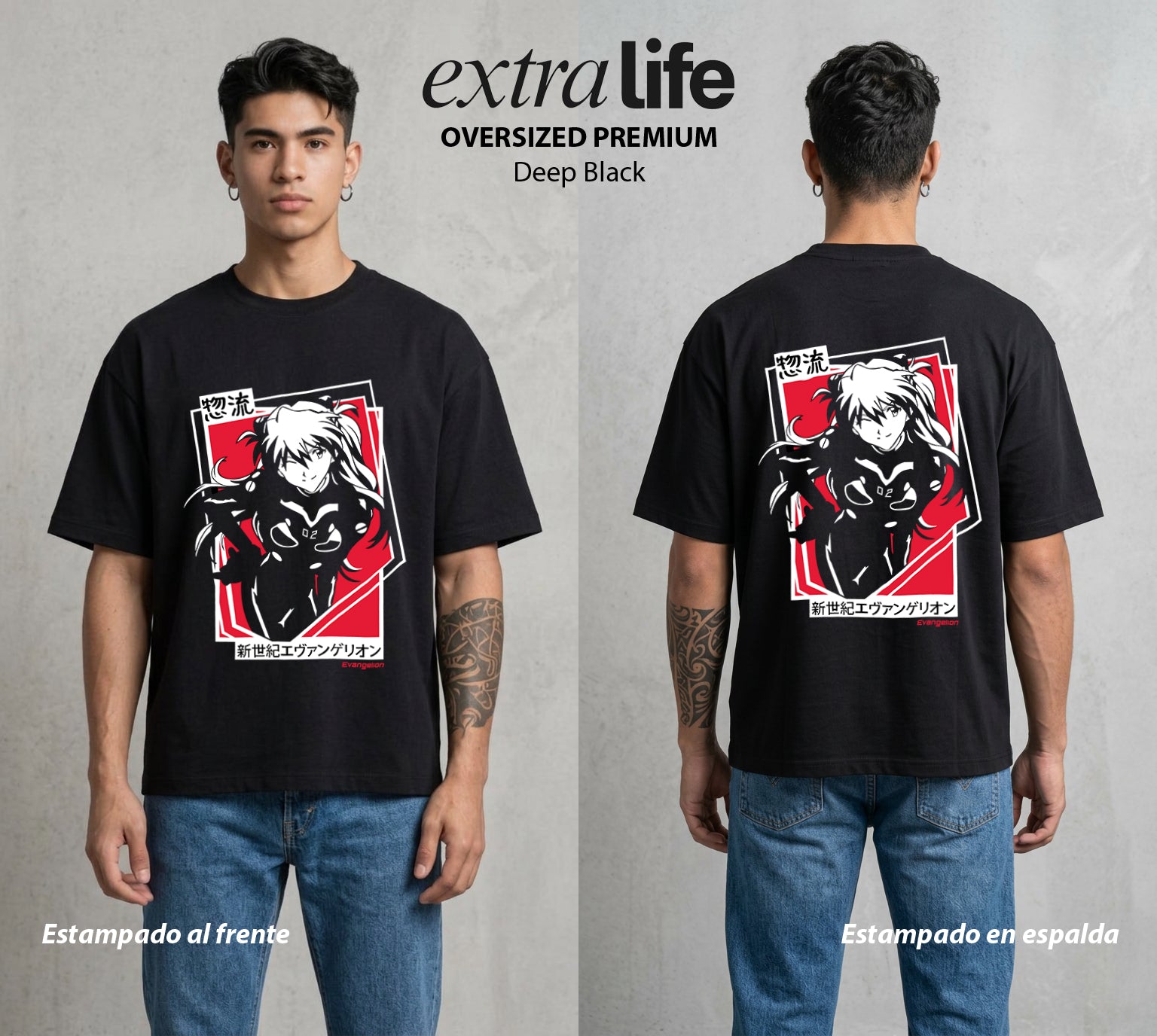 Unidad de Combate | La Segunda Piloto #01388 - Playera Oversized Premium | Deep Black - Foto en modelo