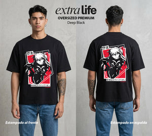 Unidad de Combate | La Segunda Piloto #01388 - Playera Oversized Premium | Deep Black - Foto en modelo