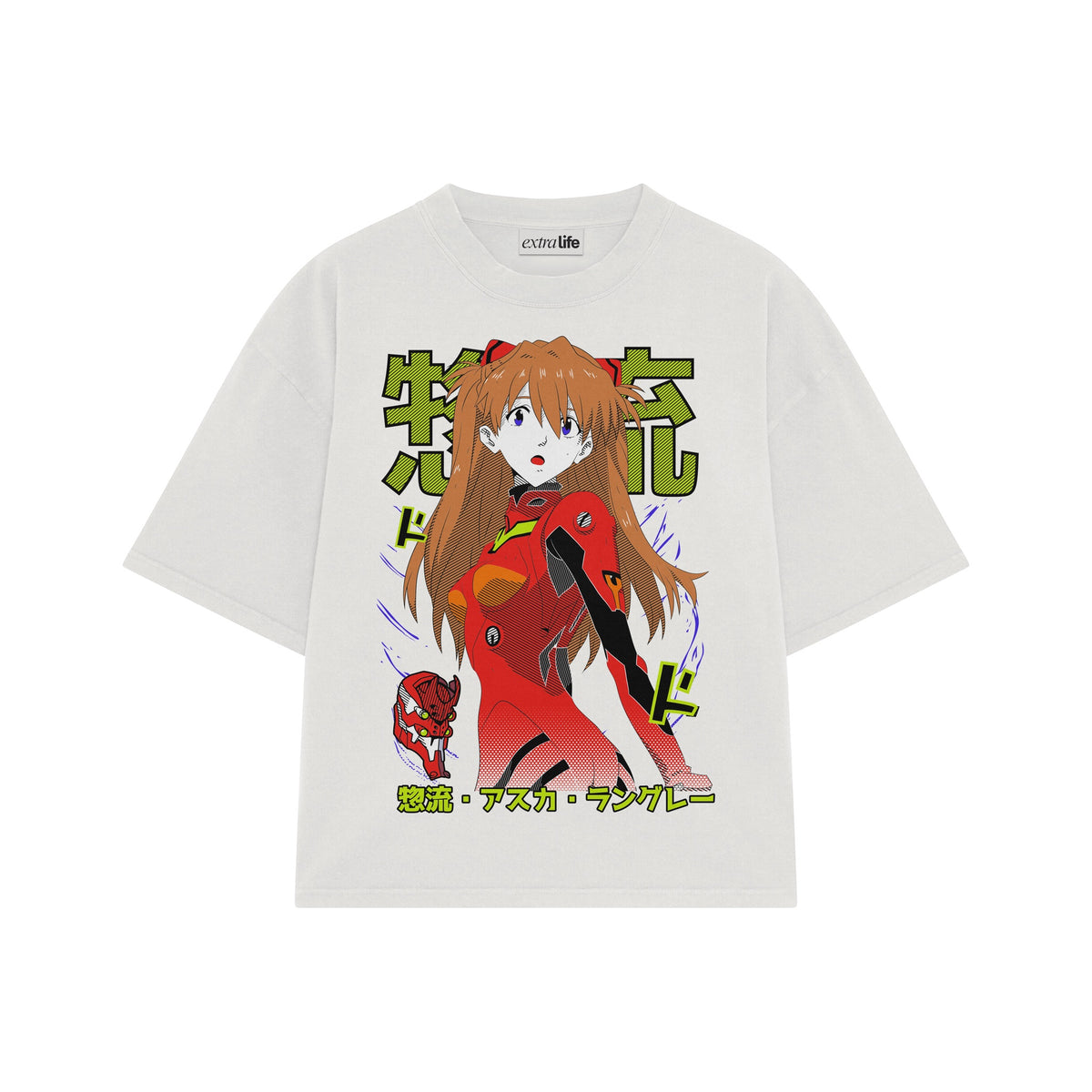 Playera streetwear premium de anime y gaming ExtraLife MX, corte oversized drop shoulder ligero y fresco en color Deep Black y Off-White, moda urbana mexicana de culto.