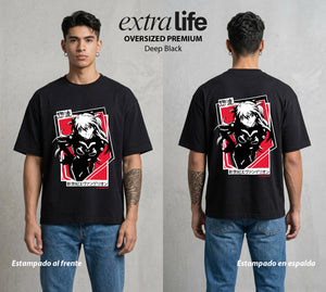 Unidad de Combate | El Mejor EVA de Todos #01390 - Playera Oversized Premium | Deep Black - Foto en modelo