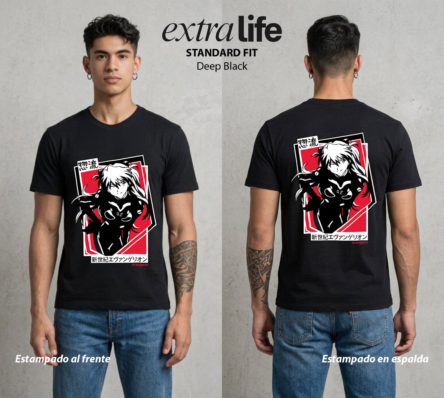 Unidad de Combate | El Mejor EVA de Todos #01390 - Playera Standard Fit | Deep Black - Foto en modelo