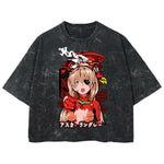 Playera streetwear premium de anime y gaming ExtraLife MX, corte boxy deluxe mineral wash heavyweight en color Acid Wash, moda urbana mexicana de culto.