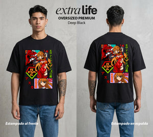 Unidad de Combate | La Mas Fuerte del Grupo #01392 - Playera Oversized Premium | Deep Black - Foto en modelo