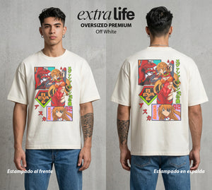 Unidad de Combate | La Mas Fuerte del Grupo #01392 - Playera Oversized Premium | Off White - Foto en modelo