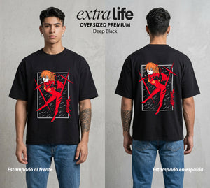 Unidad de Combate | La Segunda Piloto #01395 - Playera Oversized Premium | Deep Black - Foto en modelo