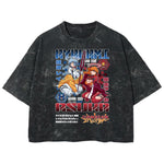 Playera streetwear premium de anime y gaming ExtraLife MX, corte boxy deluxe mineral wash heavyweight en color Acid Wash, moda urbana mexicana de culto.