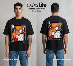 Unidad de Combate | El Mejor EVA de Todos #01398 - Playera Oversized Premium | Deep Black - Foto en modelo