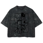 Playera streetwear premium de anime y gaming ExtraLife MX, corte boxy deluxe mineral wash heavyweight en color Acid Wash, moda urbana mexicana de culto.