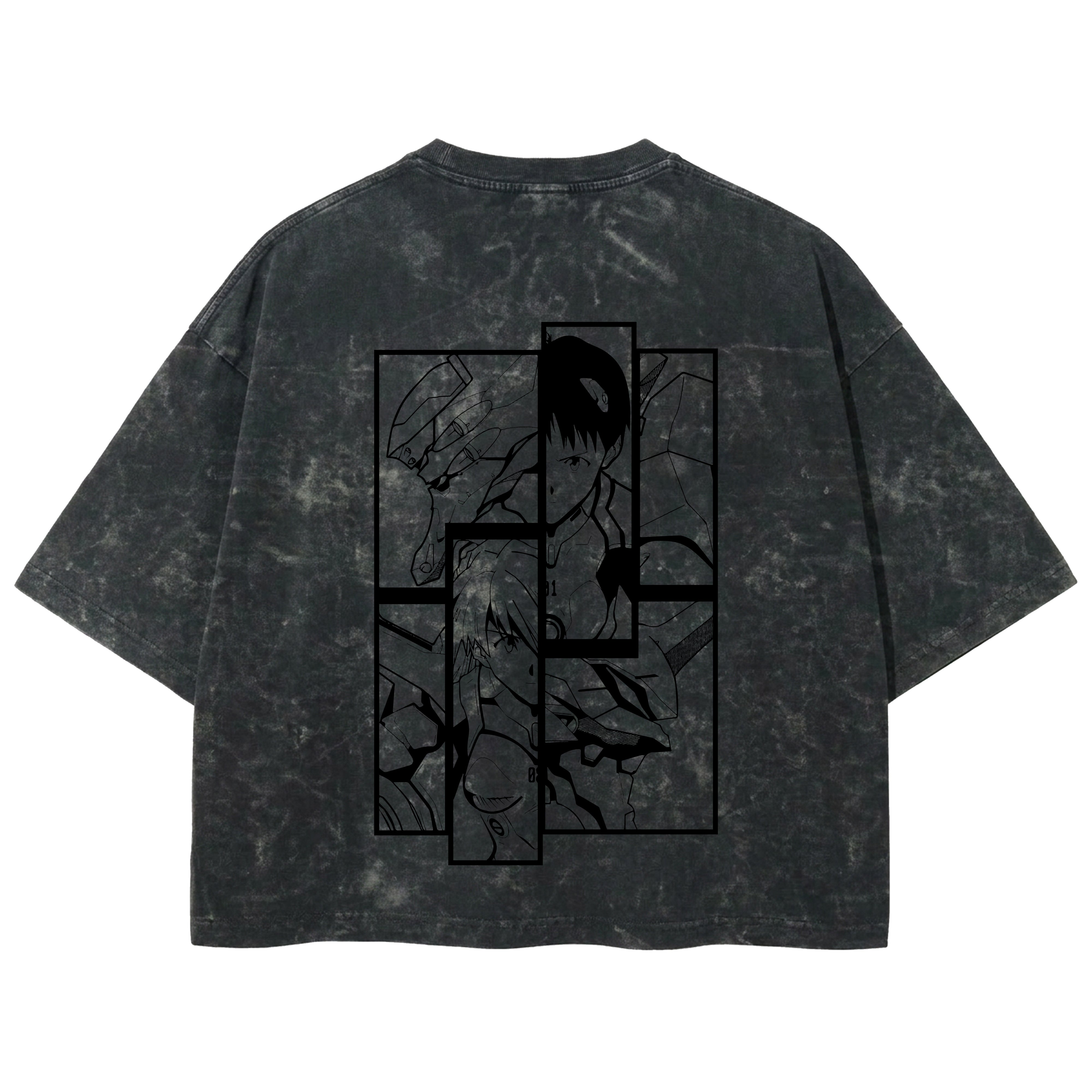 Playera streetwear premium de anime y gaming ExtraLife MX, corte boxy deluxe mineral wash heavyweight en color Acid Wash, moda urbana mexicana de culto.