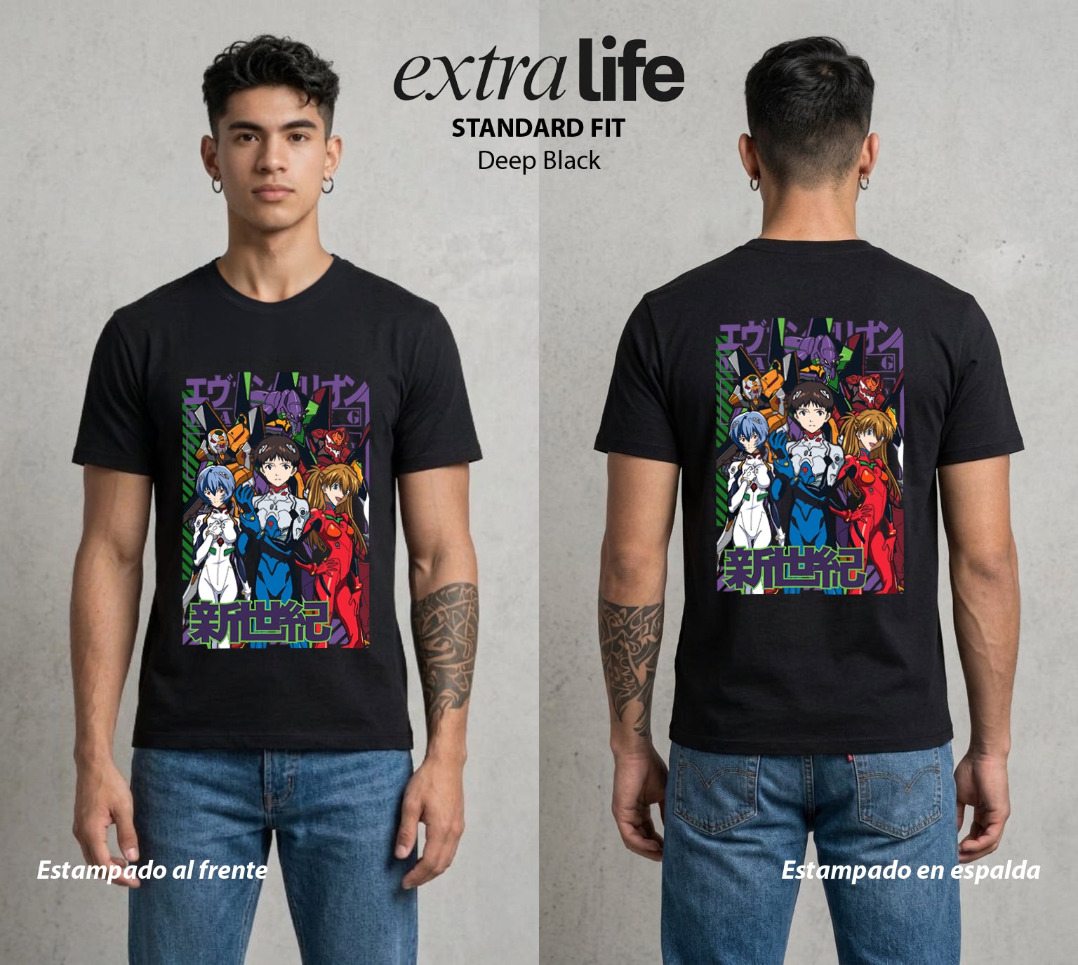 Unidad de Combate | El Equipo del EVA #01400 - Playera Standard Fit | Deep Black - Foto en modelo