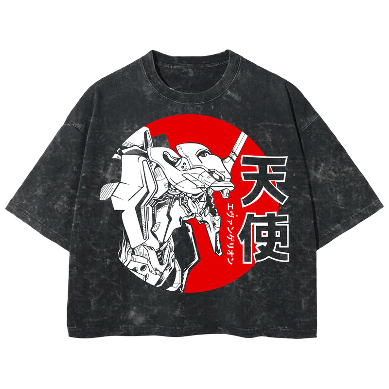 Playera streetwear premium de anime y gaming ExtraLife MX, corte boxy deluxe mineral wash heavyweight en color Acid Wash, moda urbana mexicana de culto.