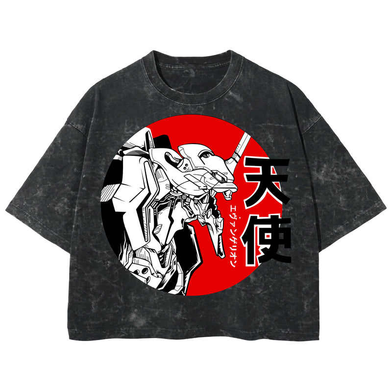 Playera streetwear premium de anime y gaming ExtraLife MX, corte boxy deluxe mineral wash heavyweight en color Acid Wash, moda urbana mexicana de culto.