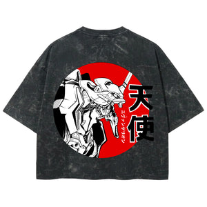 Playera streetwear premium de anime y gaming ExtraLife MX, corte boxy deluxe mineral wash heavyweight en color Acid Wash, moda urbana mexicana de culto.