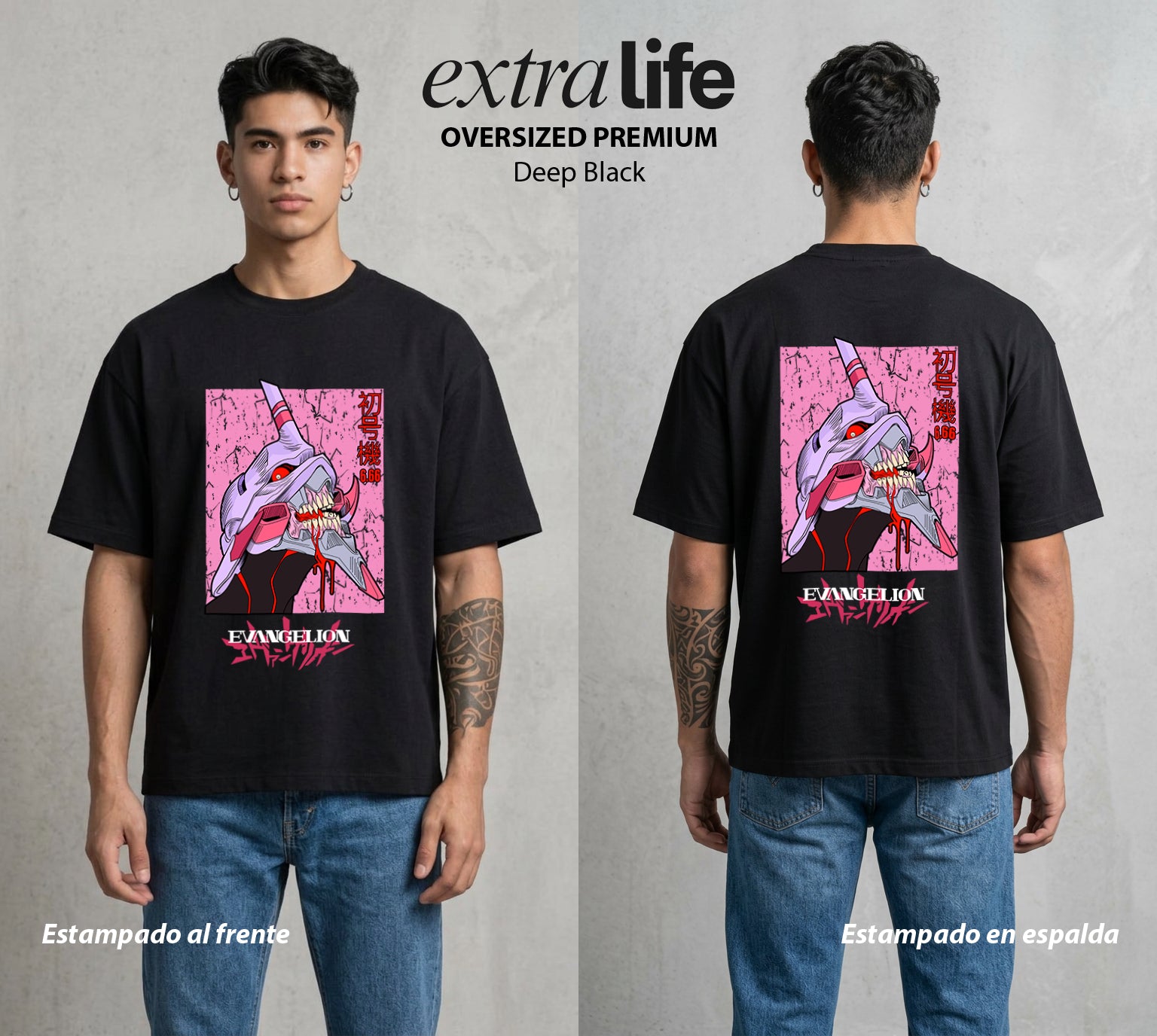 Unidad de Combate | La Unidad del Poder #01404 - Playera Oversized Premium | Deep Black - Foto en modelo