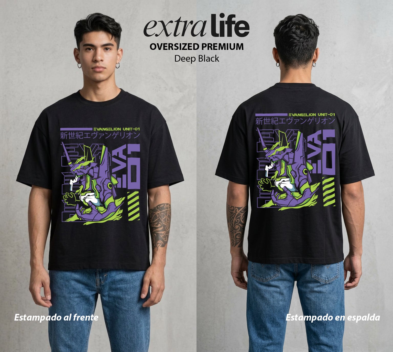 Unidad de Combate | La Unidad del Poder #01406 - Playera Oversized Premium | Deep Black - Foto en modelo