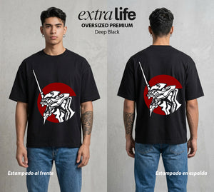 Unidad de Combate | El Gigante de Luz #01407 - Playera Oversized Premium | Deep Black - Foto en modelo